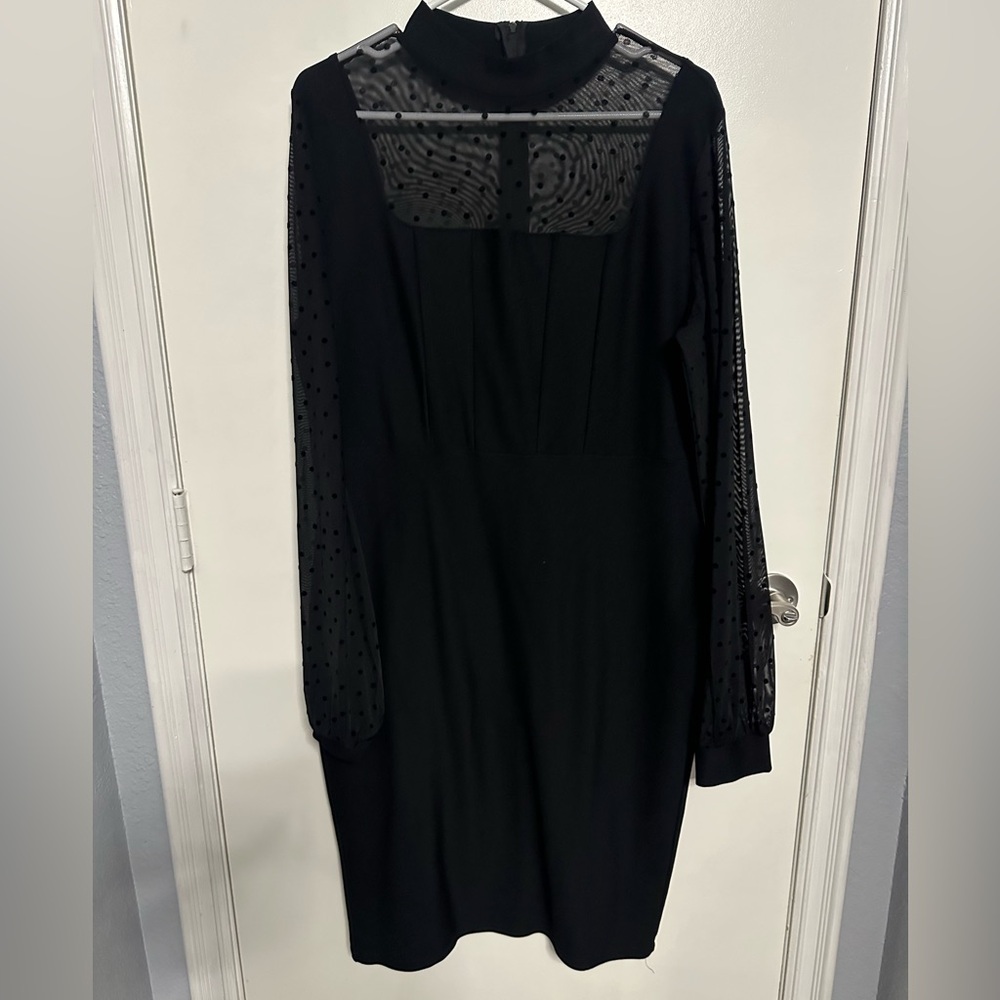 Elegant Black Dress with Sheer Sleeves